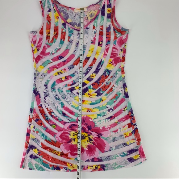 Orange Fashion Village Floral Patterned Cotton Longer Tank, Small - Picture 15 of 16